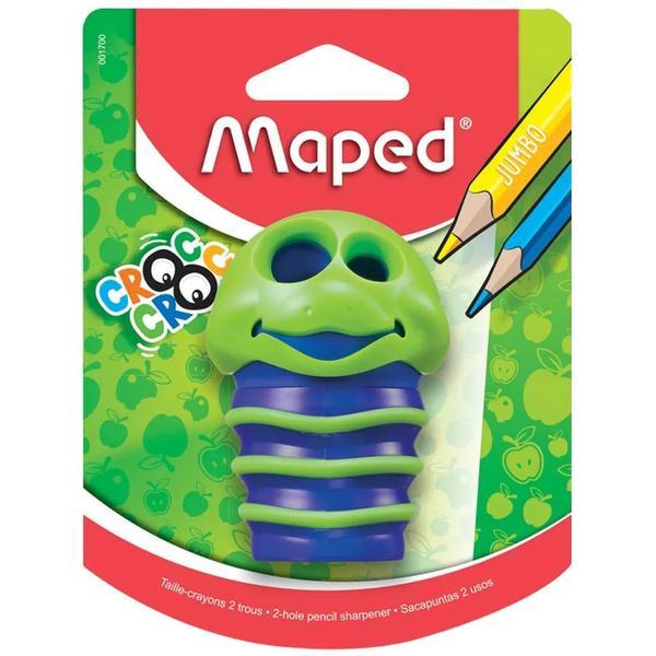 Ascutitoare dubla, albastru/verde, pentru creioane subtiri si groase, cu cutie de ascutit, croc croc, maped