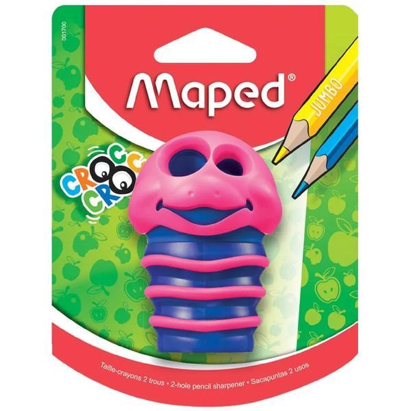 Ascutitoare dubla, albastru cu rosu, pentru creioane subtiri si groase, cu cutie de ascutit, croc croc, maped