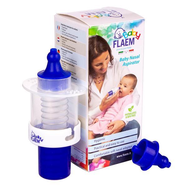 Aspirator nazal manual Flaem Baby, pentru bebelusi si copii, Alb/Albastru, AC0423P