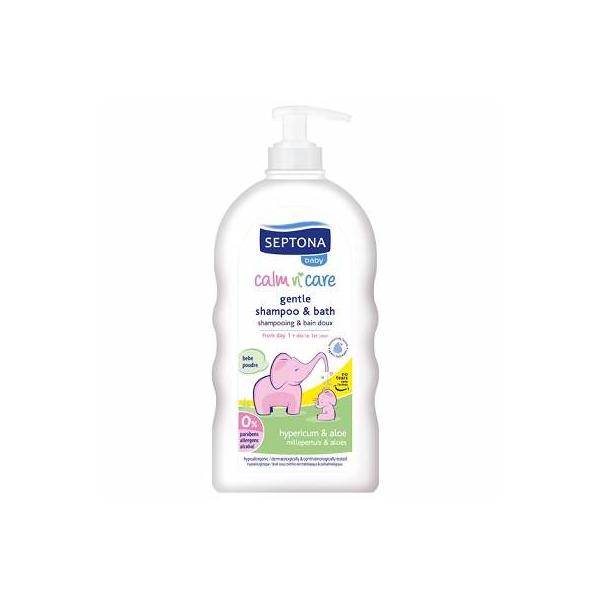 Sampon si Spuma de Baie cu Aloe si Hipericum pentru Copii - Septona Baby Calm'n'Care Gentle Shampoo&Bath Hypericum&Aloe, 500ml