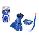 Set snorkeling pentru scufundari, cu laba de inot copii, Bestway, 25039, albastru