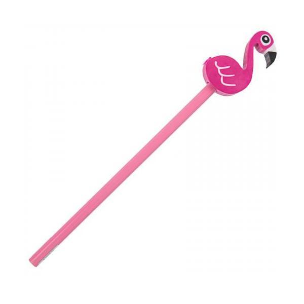 Creion din lemn, cu radieră detașabilă flamingo roz, 21 x 0,8 cm, +3 ani