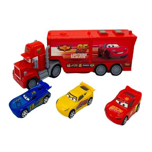 Set 3 masinute si 1 camion tip cars, shop like a pro®, multicolor, material plastic