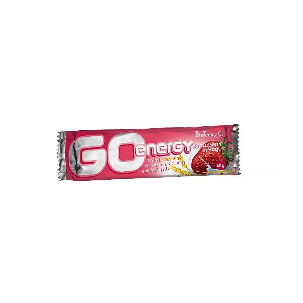 Baton energic cu capsuni si iaurt - biotechusa go energy strawberry in yogurt, 40g