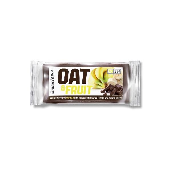 Baton de Ovaz cu Ciocolata si Banane – BiotechUSA Oat & Fruits, 70g