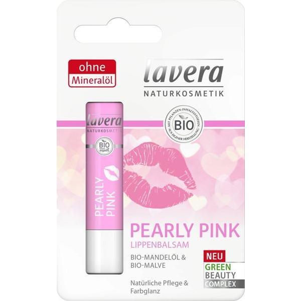 Balsam de buze nuantat, cu ulei de migdale, pearly pink - lavera, 4g