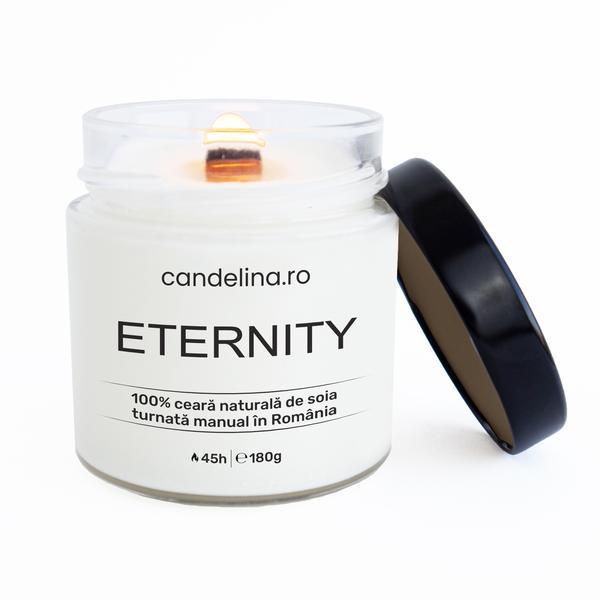 Lumanare parfumata handmade cu ceara naturala de soia, Candelina, Eternity – Iasomie, Lacramioara, Zambila, ardere 45h, 180 g Candelina imagine noua