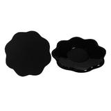 Set plasturi pentru mameloane , material textil , autocolanti , Flower , negru , 2 buc