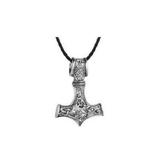 Colier cu pandantiv Ciocanul lui Thor, model 05 Viking Thor Hammer, snur 45-52 cm, Argintiu