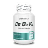 Supliment Alimentar cu Calciu, Fosfor, Vitamina D si Vitamina  K2 - BiotechUSA Ca D3 K2 Food Supplement, 90 capsule