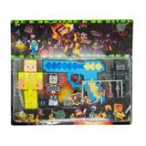 Set 4 figurine minecraft, 3 accesorii, 6 cm, Shop Like A Pro®, multicolor