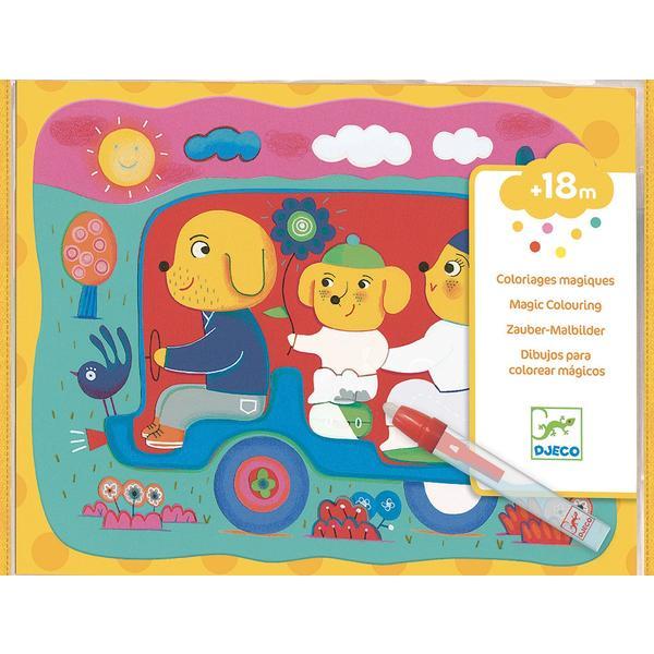 Joc de colorat magic cu apa djeco hidden on the road 18 luni+