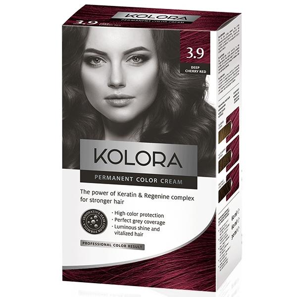 Vopsea crema permanenta - kolora permanent color cream, nuanta 3.9 deep cherry red, 120 ml