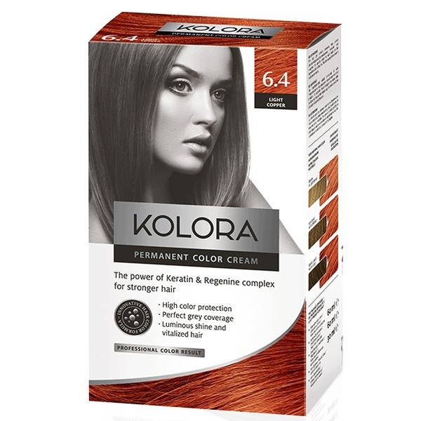 Vopsea Crema Permanenta – Kolora Permanent Color Cream, nuanta 6.4 Light Copper, 120 ml 120