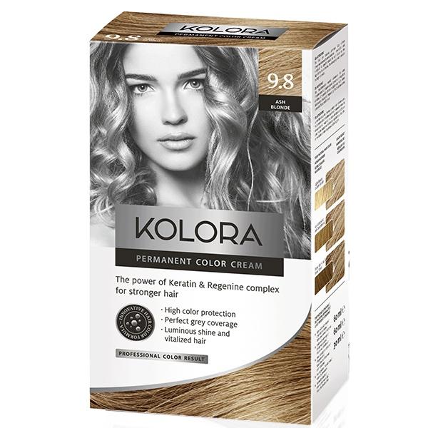 Vopsea crema permanenta - kolora permanent color cream, nuanta 9.8 ash blonde, 120 ml