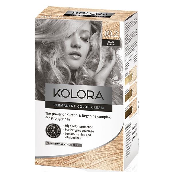 Vopsea Crema Permanenta – Kolora Permanent Color Cream, nuanta 10.2 Pearl Blonde, 120 ml 10.2 imagine 2022