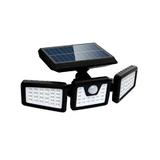 Lampa Solara Tripla Reglabila pentru Exterior cu Senzor de Miscare si Lumina, Rezistenta la apa si temperaturi extreme IP65, Unghi iluminare 270°, 74 LED-uri, 2400 mAh, negru