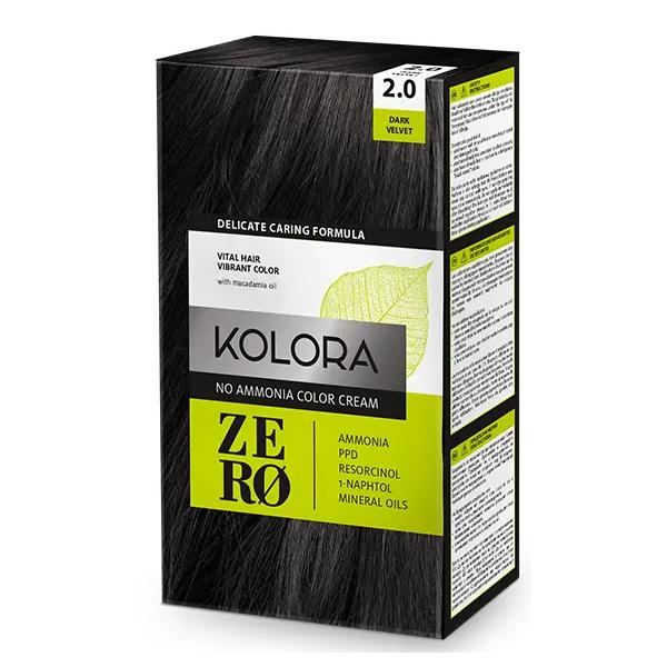Vopsea Crema Demi-permanenta – Kolora Zero No Ammonia Color Cream, nuanta 2.0 Dark Velvet, 120 ml