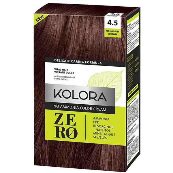 Vopsea crema demi-permanenta - kolora zero no ammonia color cream, nuanta 4.5 mahogany brown, 120 ml