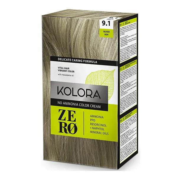 Vopsea Crema Demi-permanenta – Kolora Zero No Ammonia Color Cream, nuanta 9.1 Silver Ash, 120 ml #120 poza noua reduceri 2022