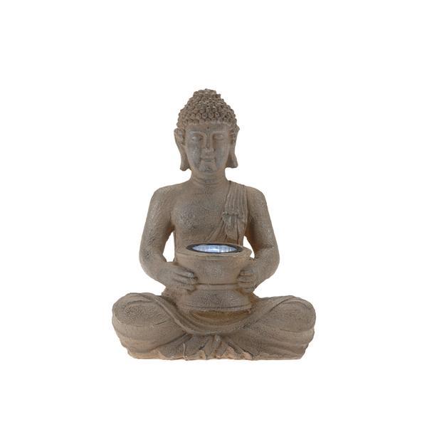 Lampa solara de gradina buddha, 21x14x28 cm, argintiu