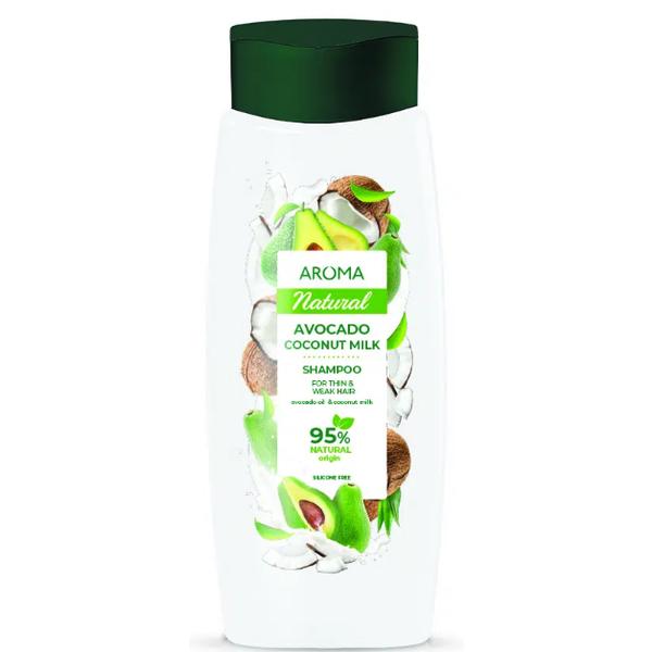 Sampon cu Ulei de Avocado si Cocos pentru Par Subtire – Aroma Natural Avocado Coconut Milk Shamoo for Thin&Weak Hair, 400 ml 400 imagine 2022