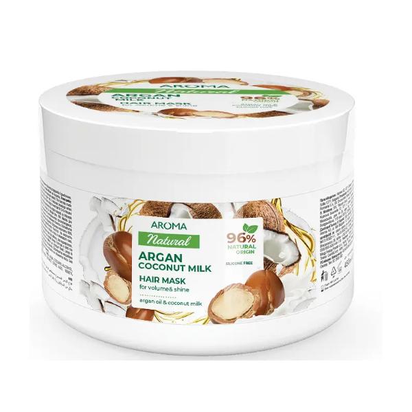 Masca pentru Volum si Stralucire cu Argan si Lapte Cocos – Aroma Natural Argan Coconut Milk Hair Mask For Volume&Shine, 450 ml Aroma imagine noua