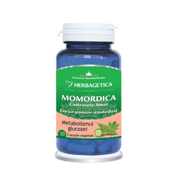 Momordica Castravete Amar Extract Premium Standardizat Herbagetica, 30 capsule