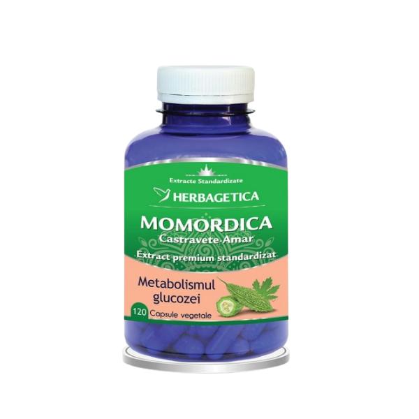 Momordica Castravete Amar Extract Premium Standardizat Herbagetica, 120 capsule