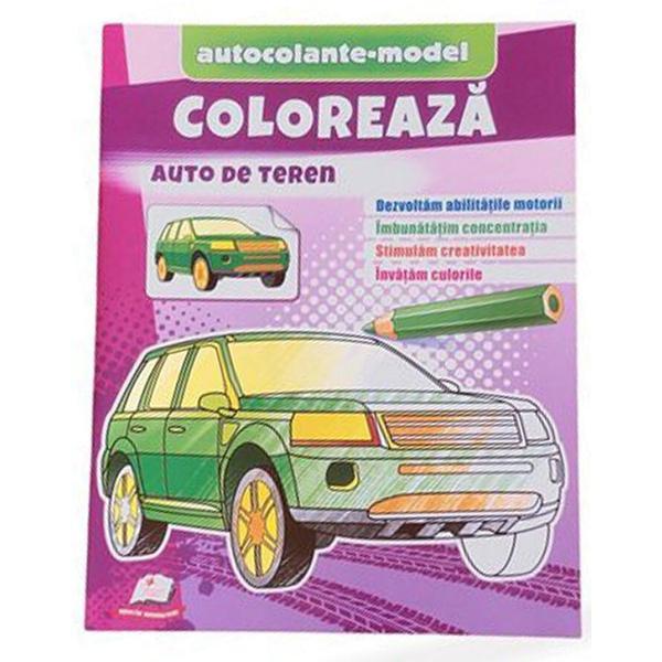Coloreaza auto de teren + autocolante model, editura pegas