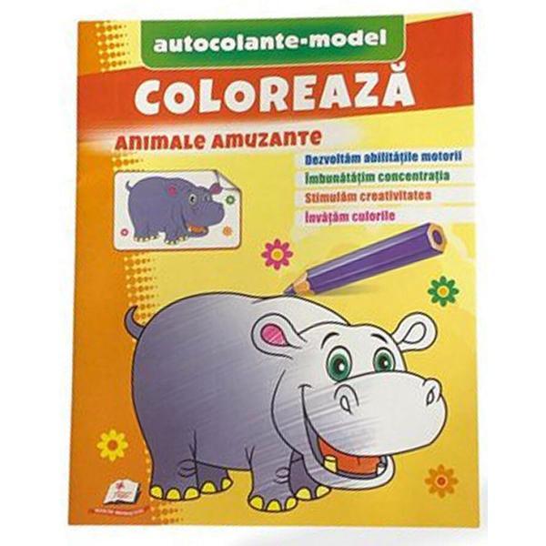 Coloreaza animale amuzante + autocolante model, editura pegas