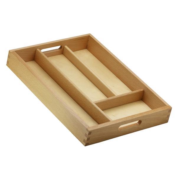 Organizator tacamuri, suport lemn, baza natur, 4 compartimente, 34 x 24.5 x 4.5 cm