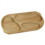 Platou, tava de servire cu 3 compartimente, lemn masiv fag, rustic, 43 x 23 cm