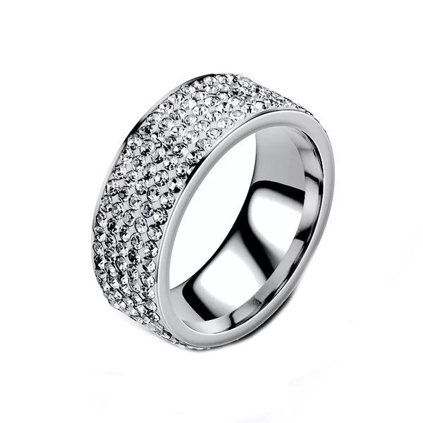 Inel unisex cu zirconii, culoare argintie, mărimea 9