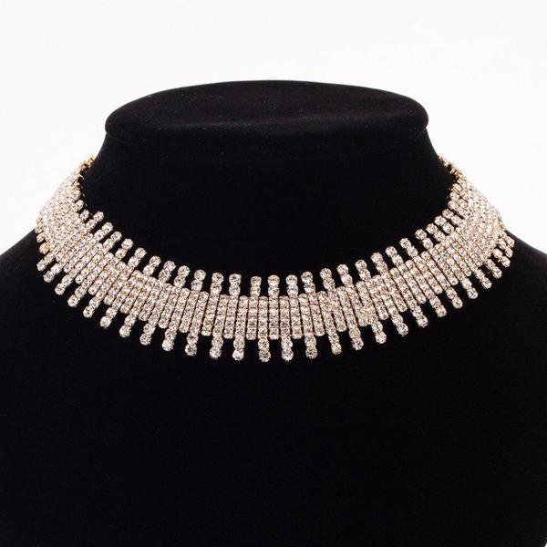 Colier elegant luxury eeb auriu cu strasuri