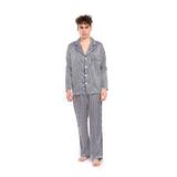 Pijama Barbat din Satin de Matase cu Imprimeu Dungi marime XL