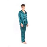 Pijama Barbat din Satin Verde marime S