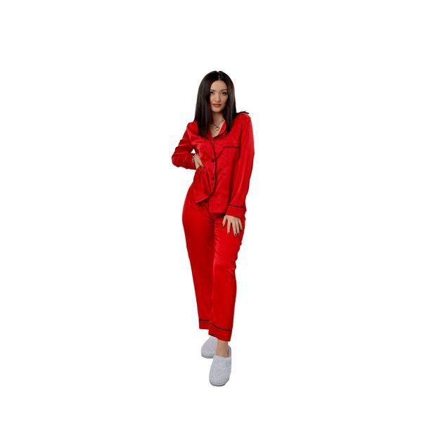 Pijama rosie din satin de matase marime m