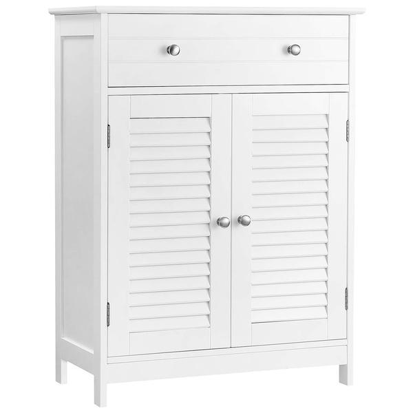 Dulap baie cu 2 usi, raft reglabil, sertar, alb, 60 x 30 x 80 cm
