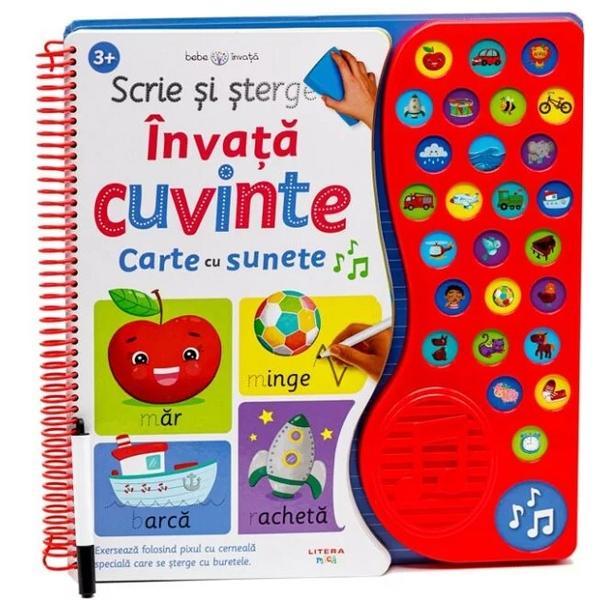 Scrie si sterge. Invata cuvinte. Carte cu sunete, editura Litera