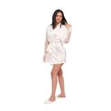Halat Alb din Satin de Matase cu Maneci din Dantela Chantilly L