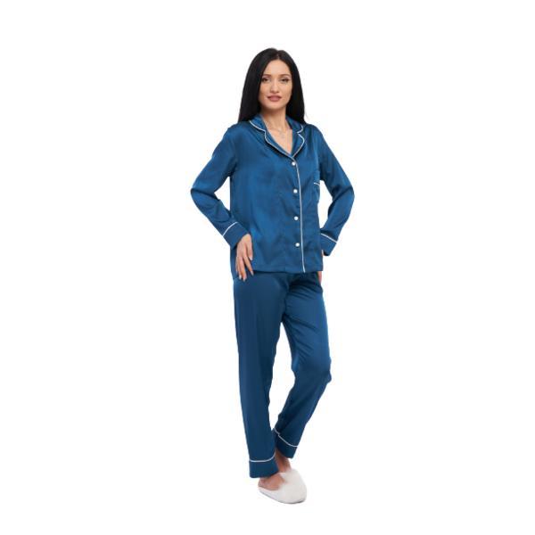 Pijama albastra din satin de matase m