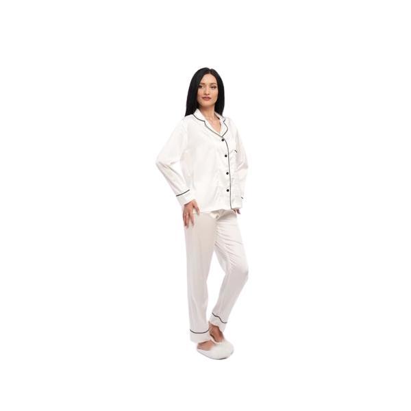 Pijama alba din satin de matase l