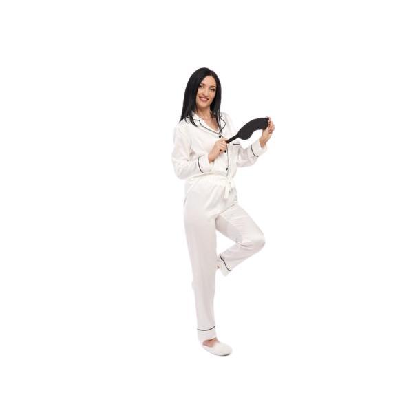 Pijama alba din satin de matase xs