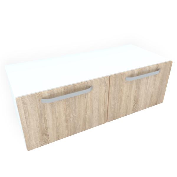 Armonia comoda alba cu 2 sertare cu manere fronturi mdf sonoma