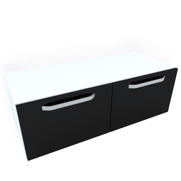 Armonia Comoda alba cu 2 sertare cu manere fronturi PAL Negru