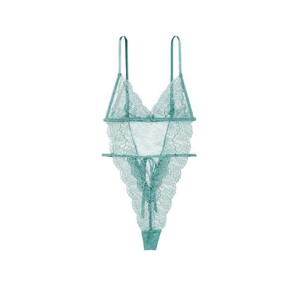 Costum Sexy, Victoria's Secret, Unlined Corded Lace Teddy, Runaway Teal, Marime M