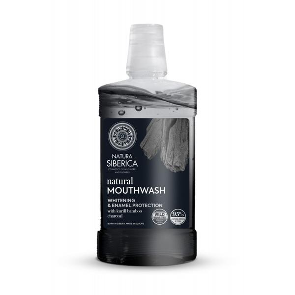 Apa de gura pentru albire cu carbune din bambus natura siberica, 520 ml