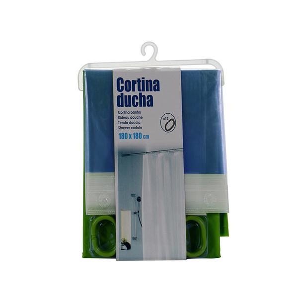 Perdea de dus, PVC in doua culori, 180 x 180 cm,  Alb transparent/Albastru