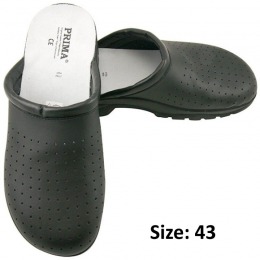 Saboti Negri Piele Perforata - Prima Black Perforated Leather Clogs marime 43